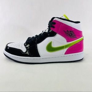 Jordan 1 Mid White Black Cyber Pink